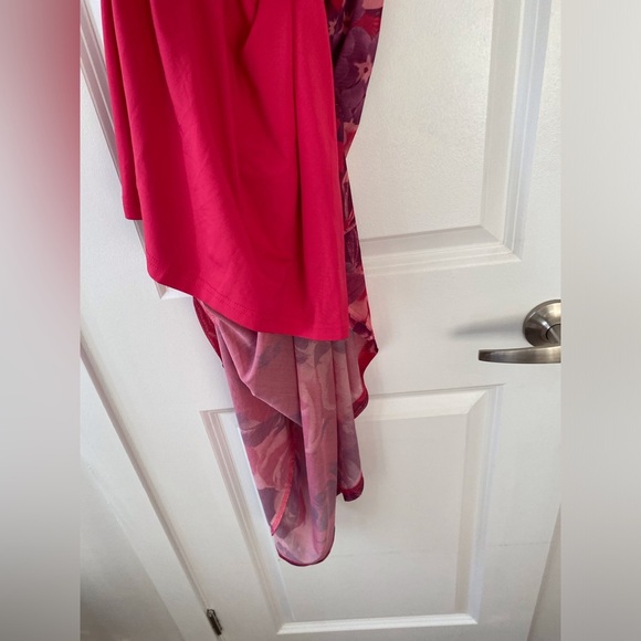 Pink Floral Maxi Dress (M) | sheer, purple, sleeveless, mermaid, flared, barbie - Picture 8 of 10